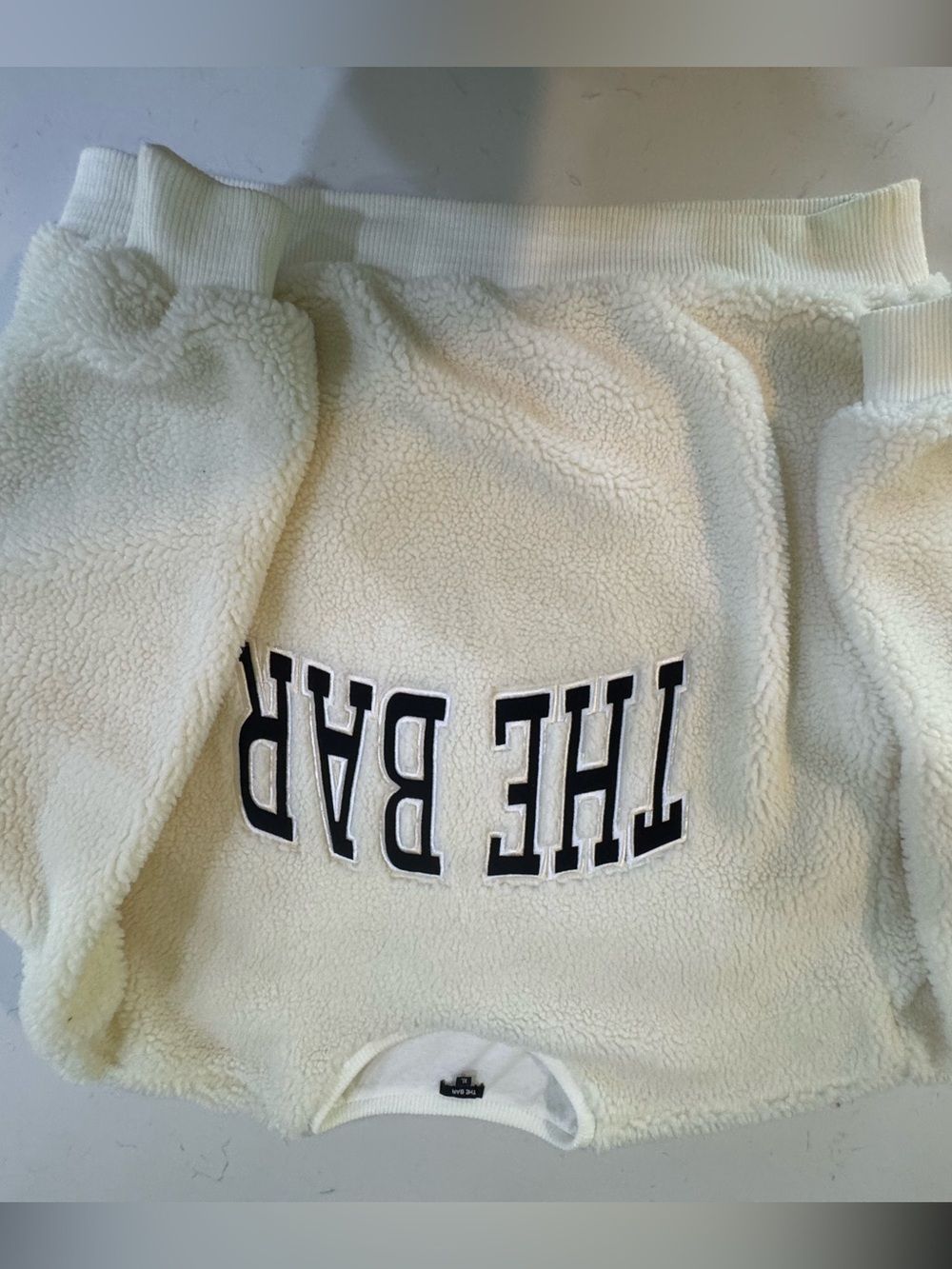 The Bar Cream Sherpa Crewneck Sweater with Black Logo